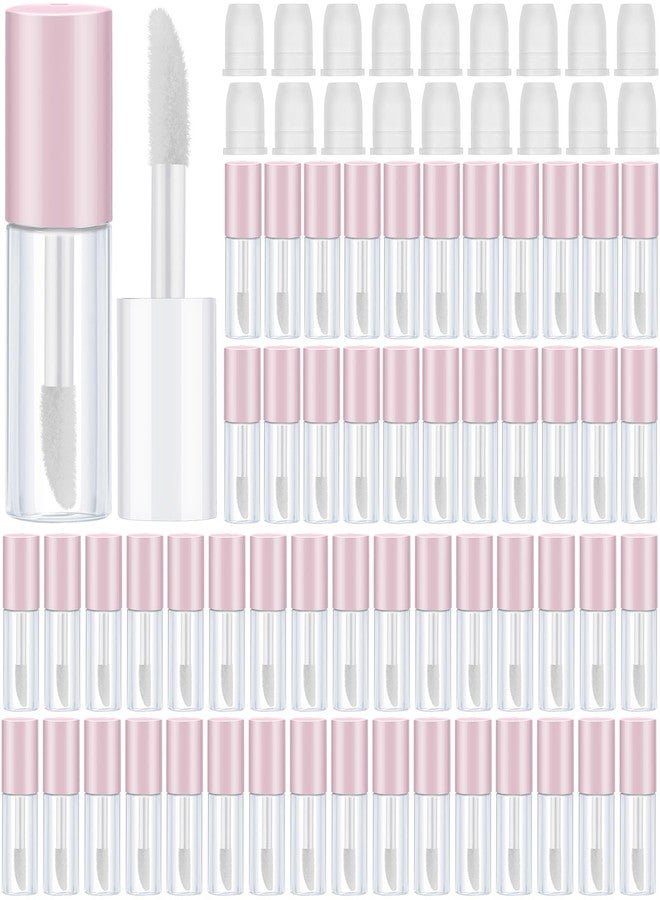 Patelai 100 Pieces Clear Mini Lip Gloss Tube Refillable Empty Lip Balm Gloss Containers Bottles Transparent Mini Lipstick Containers for Women DIY Makeup(Pink,3ml) - Image 1